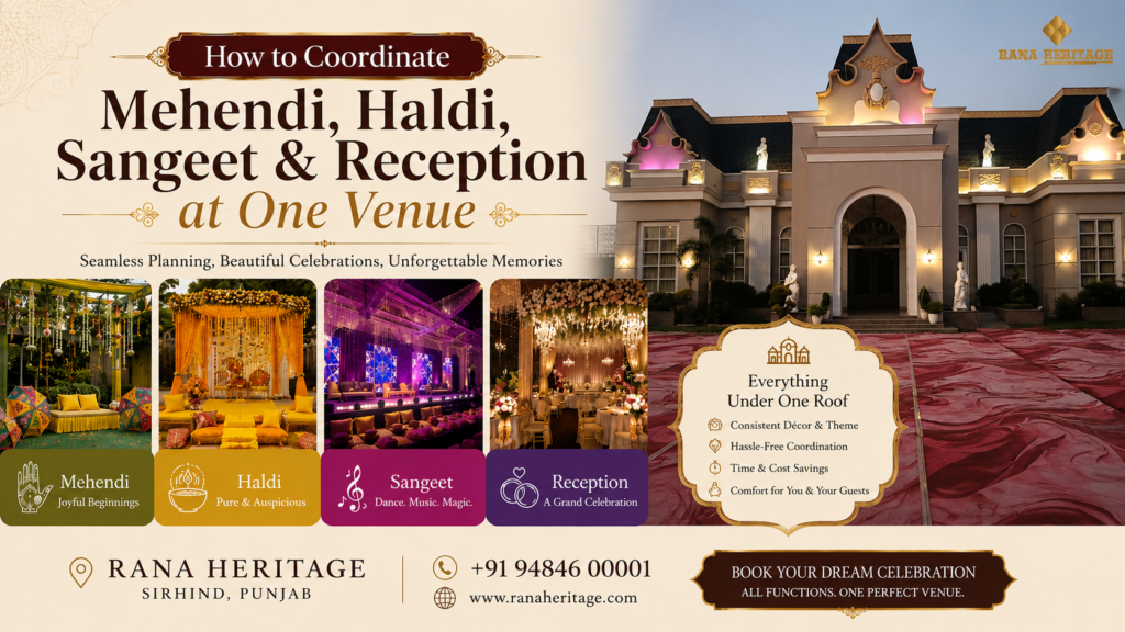 How to Coordinate Mehendi, Haldi, Sangeet & Reception at One Venue